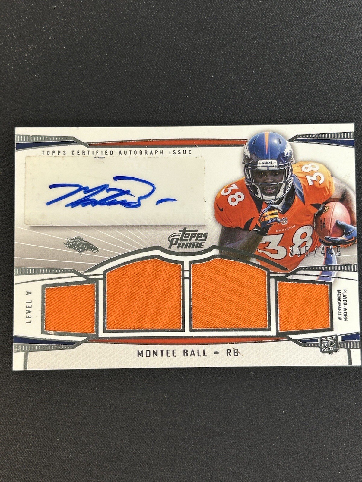 Montee Ball Topps Prime Autographed Relics Level 5 #PVMBA Base