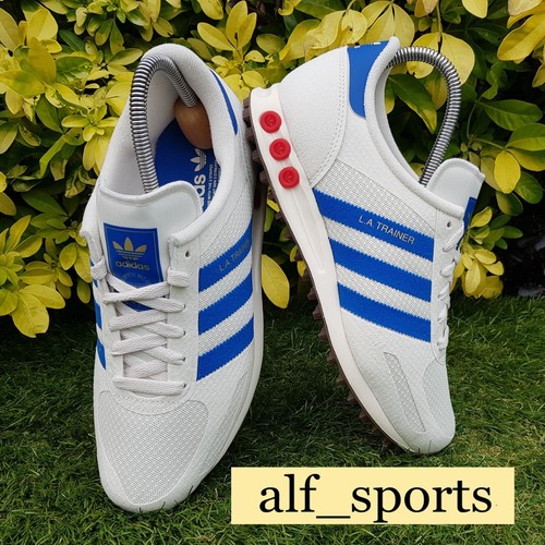 ❤ Scarpe da ginnastica Adidas Originals ® LA nuove con etichette e autentiche in bianco, blu e rosso taglia UK 7 - Foto 4 di 18