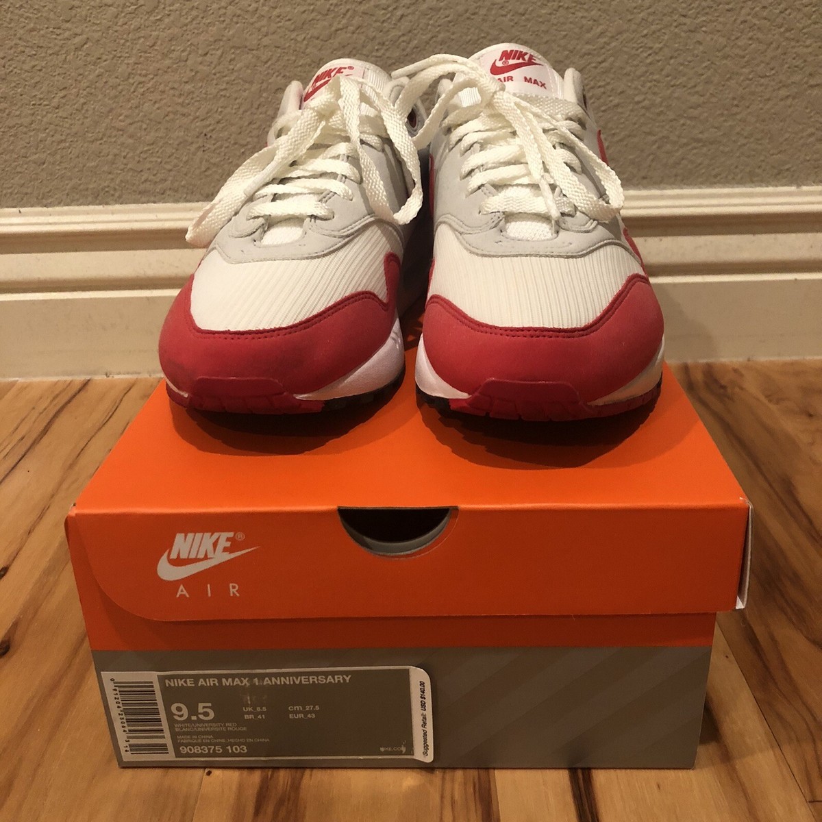 Size 9.5 - Nike Air Max 1 OG Anniversary 2017 - 908375-103