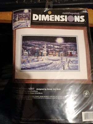 Dimensions Needlepoint Kit 2455 Randy Van Beek Winter Moonlight 1997 Village NEU