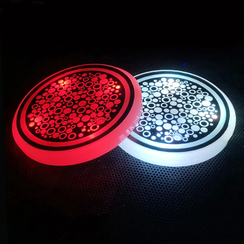 RGB LED Portavasos Coche Alfombrilla Luz Almohadilla Bebida Posavasos Atmósfera Lámpara Accesorios Foto 3 de 4