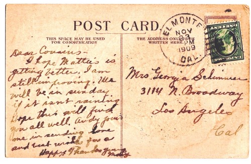 Erntedankfest Postkarte, Messer und Gabel, Amerikanische Flaggen, Türkei - Bild 2 von 2