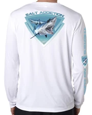 Salt Addiction t shirt long sleeve microfiber salt water fishing uv 50+ Shark