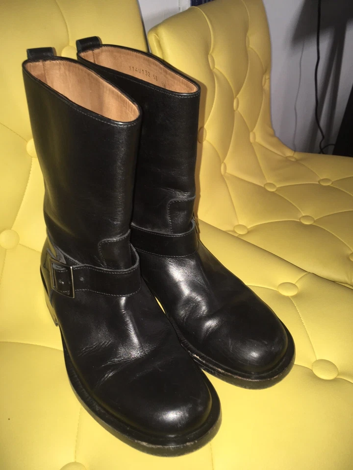 Подлинные молодежные черные кожаные сапоги GUCCI размер 5,5D 1140132 53 - Изображение 2 из 4