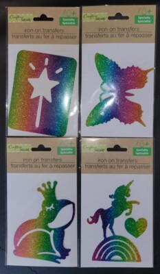 Pride Rhinestone Transfer Lot of 4 Rainbow Glitter Pride Iron On Transfers Star Butterfly Unicorn ...