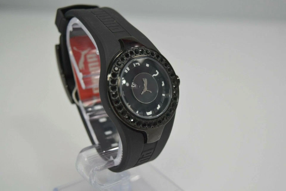 Puma Women's Black Rubber SS Black Crystals PU101122005 $125 Watch - Image 3 of 4
