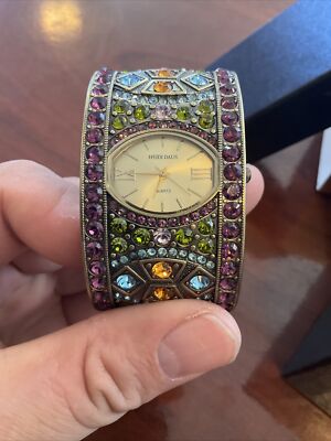 Heidi Daus DIVINELY DECO Art Deco crystal hinged cuff watch bracelet NIB $_57.JPG?set_id=880000500F main image 3