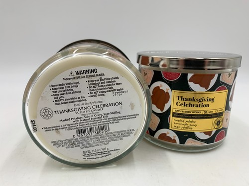 Bath & Body Works Thanksgiving Celebration Scented 3 Wick Candle 14.5 S/2 #A221 - Picture 3 of 3