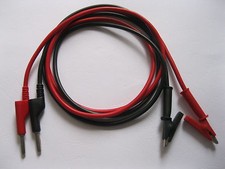 1 Set Copper Banana Plug To Alligator Clip Silicone Cable High Voltage 1m New