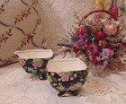 Royal Winton Grimwades Chintz Sugar Creamer "Orient" Black Floral Butterfly 1953 — photo 1