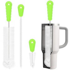 Long Handle Bottle Brush Set of 3, Straw Cup Cleaner for Bottles, Green