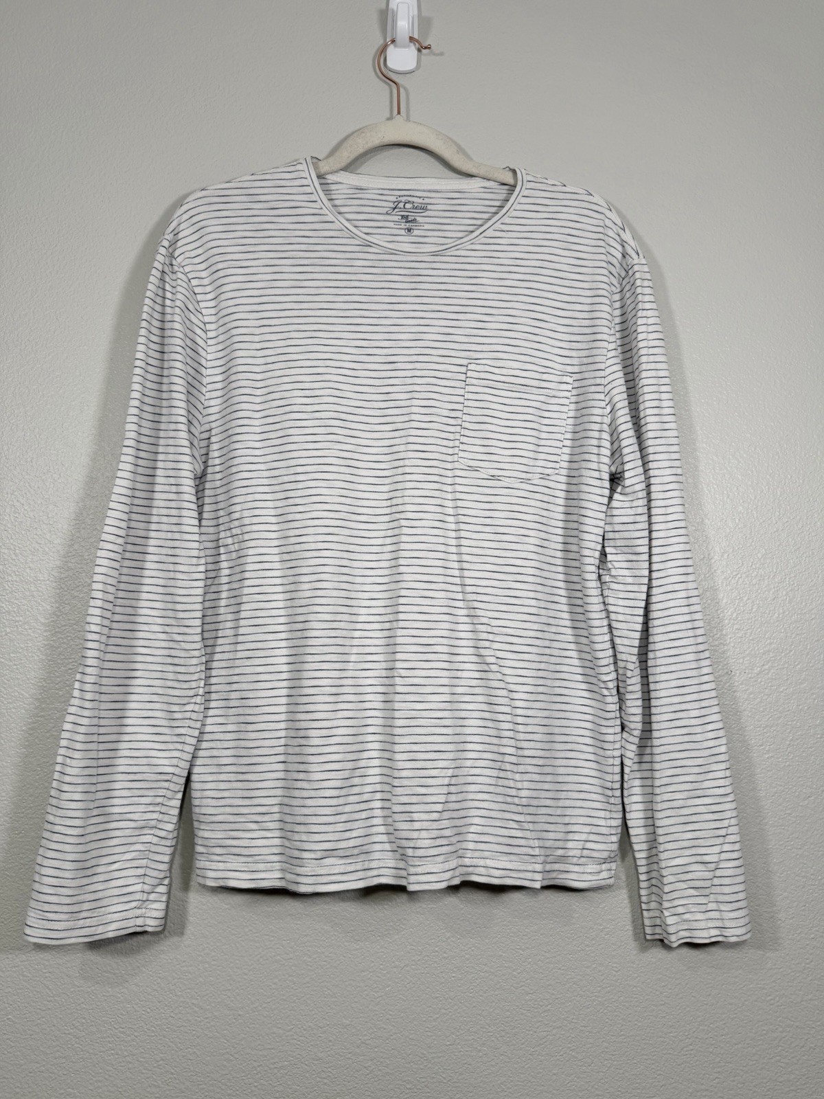 J. Crew Shirt Long-Sleeve Tee Stripe White Black 100% Cotton Knit Top Women M