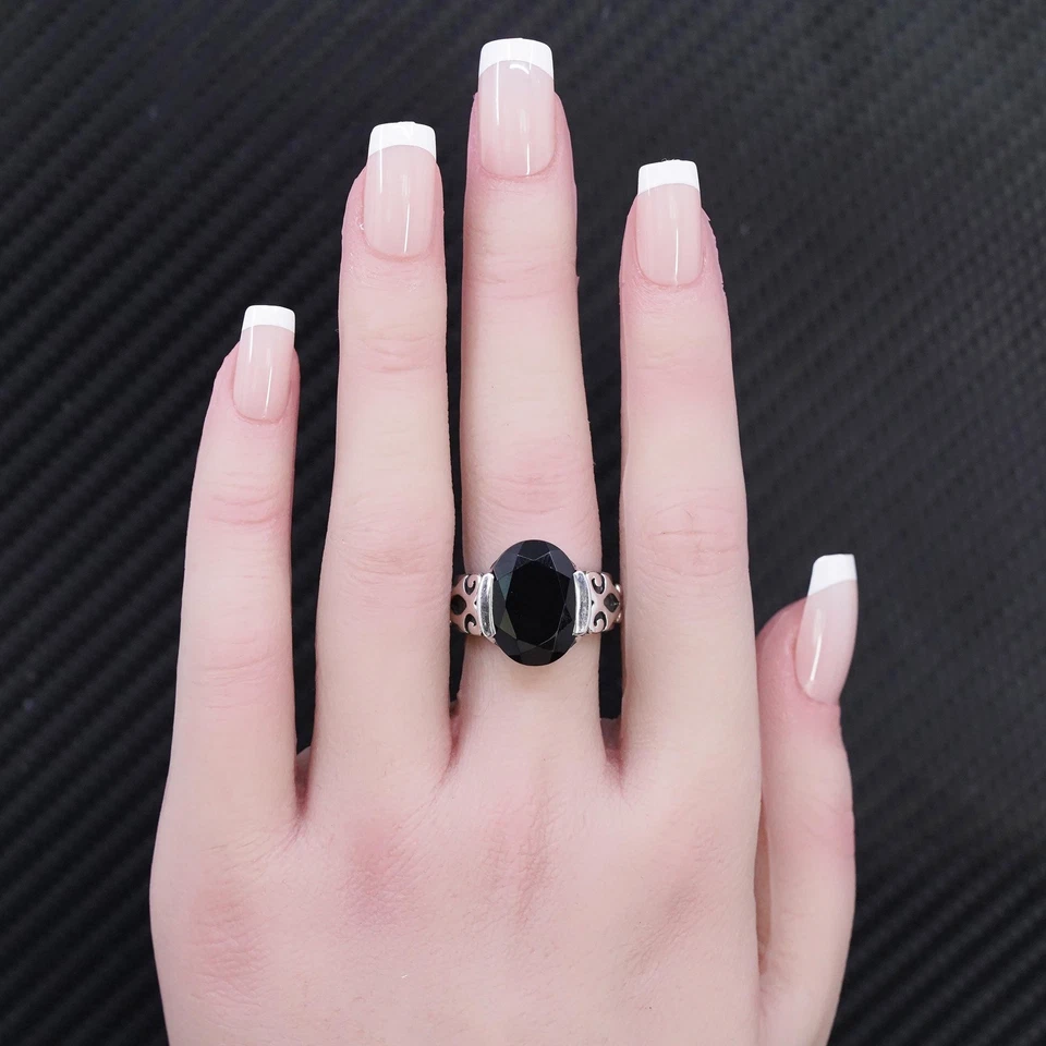 Size 7, Silpada Sterling Silver Black Chalcedony Onyx Ring R1410 Retired WOW - Image 3 of 4