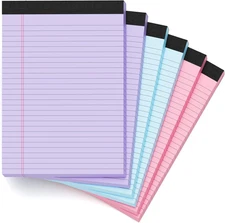 Colored Legal Pads 8.5 X 11, 6 Pack Writing Pads 8.5 X 11, Note Pads 8.5 X 11 Co