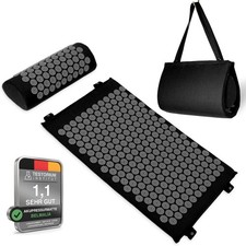 Acupressure Mat & Neck Pillow Set for Back Pain Relief Stress Relaxation Black