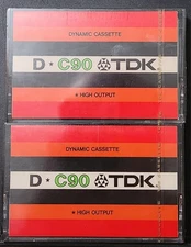 Lot Of 2 TDK D C*90 DYNAMIC Cassette Tapes High Output. Sealed Unused
