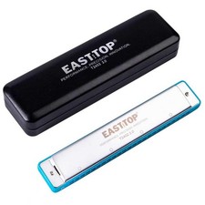 24 Holes Tremolo Harmonica Key Of C Professional Mouth Organ Blue ABS