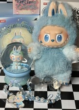 Blue Labubu Bundle Of 3. Hope. Plush Snow Globe Phone Charm big into energy