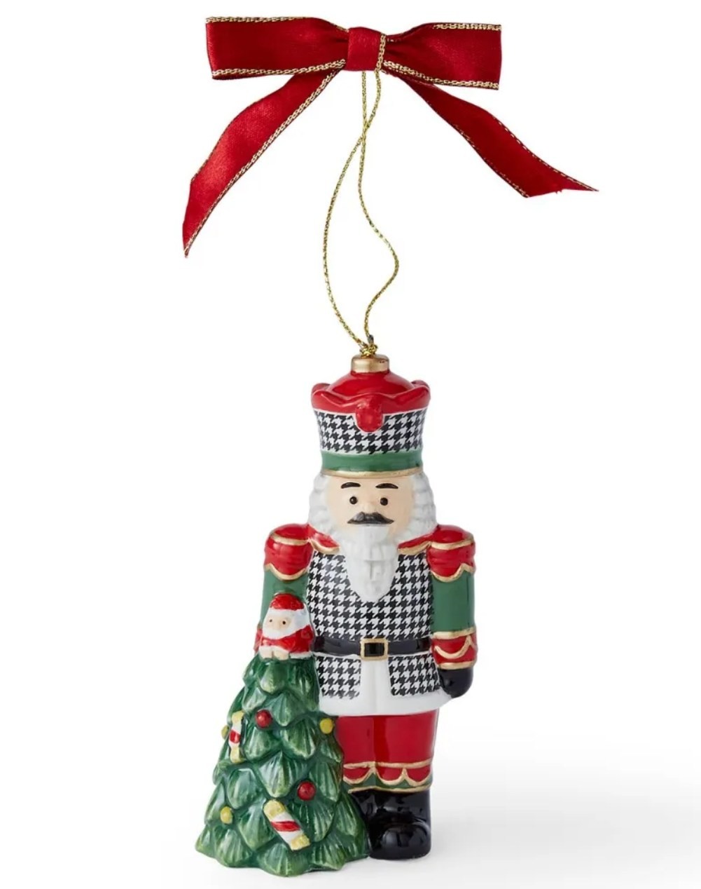 Spode Christmas Tree Houndstooth Nutcracker Ornament