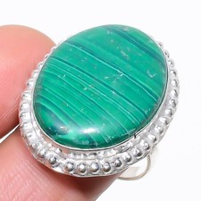 Natural Malachite Gemstone 925 Sterling Silver Ring Size 9 z069