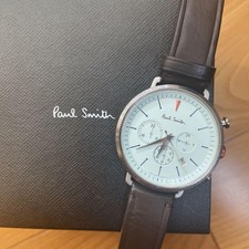 Paul Smith Cycle Chronograph Watch Brown Leather Strap Men's Japan Made Used
