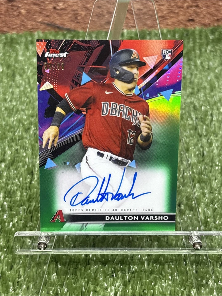 2021 Topps Finest - Daulton Varsho (RC) #FA-DV Rookie GREEN Refractor /99 AUTO - Image 2 of 4