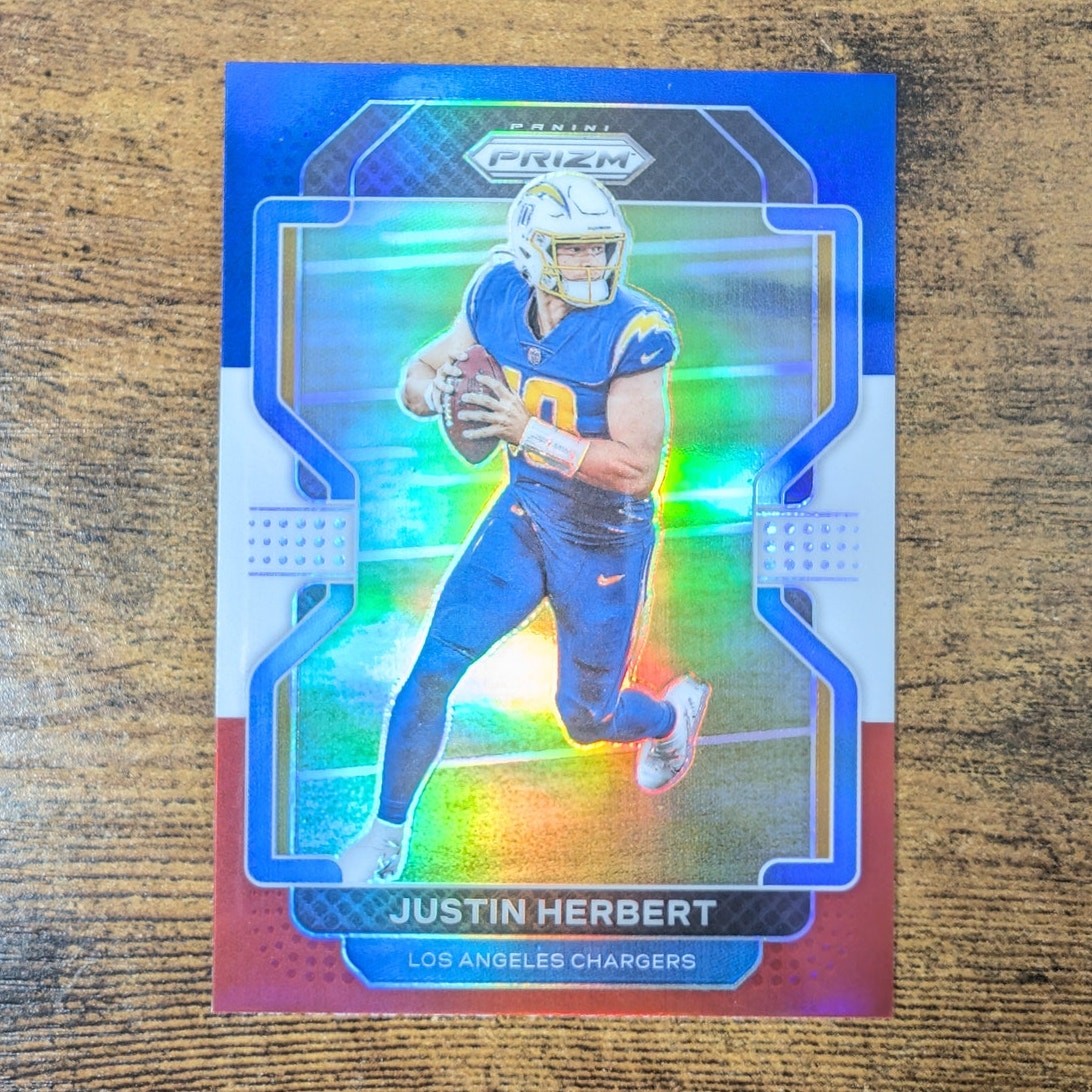 2021 Panini Prizm Justin Herbert #169 Red White Blue Prizm LA Chargers Pro QB
