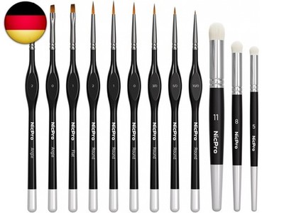 Nicpro 12 Stück Feine Pinsel, Drybrush, Modellbau Pinsel für Acryl, Aquarel, D