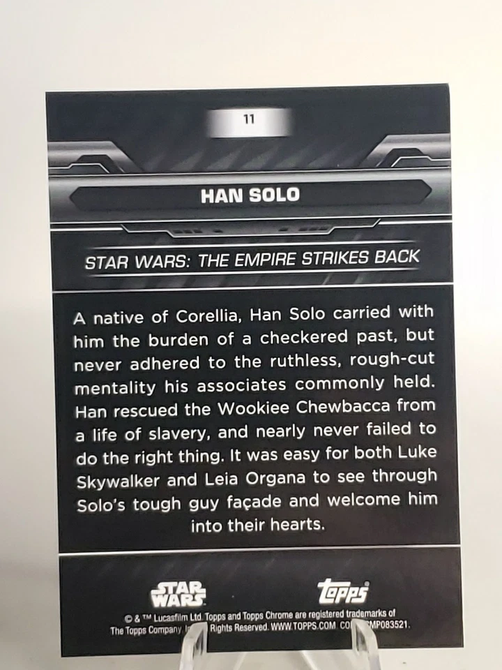 Han Solo 2024 Topps Star Wars Chrome Yellow Laser Refractor SP /75 - Image 3 of 3