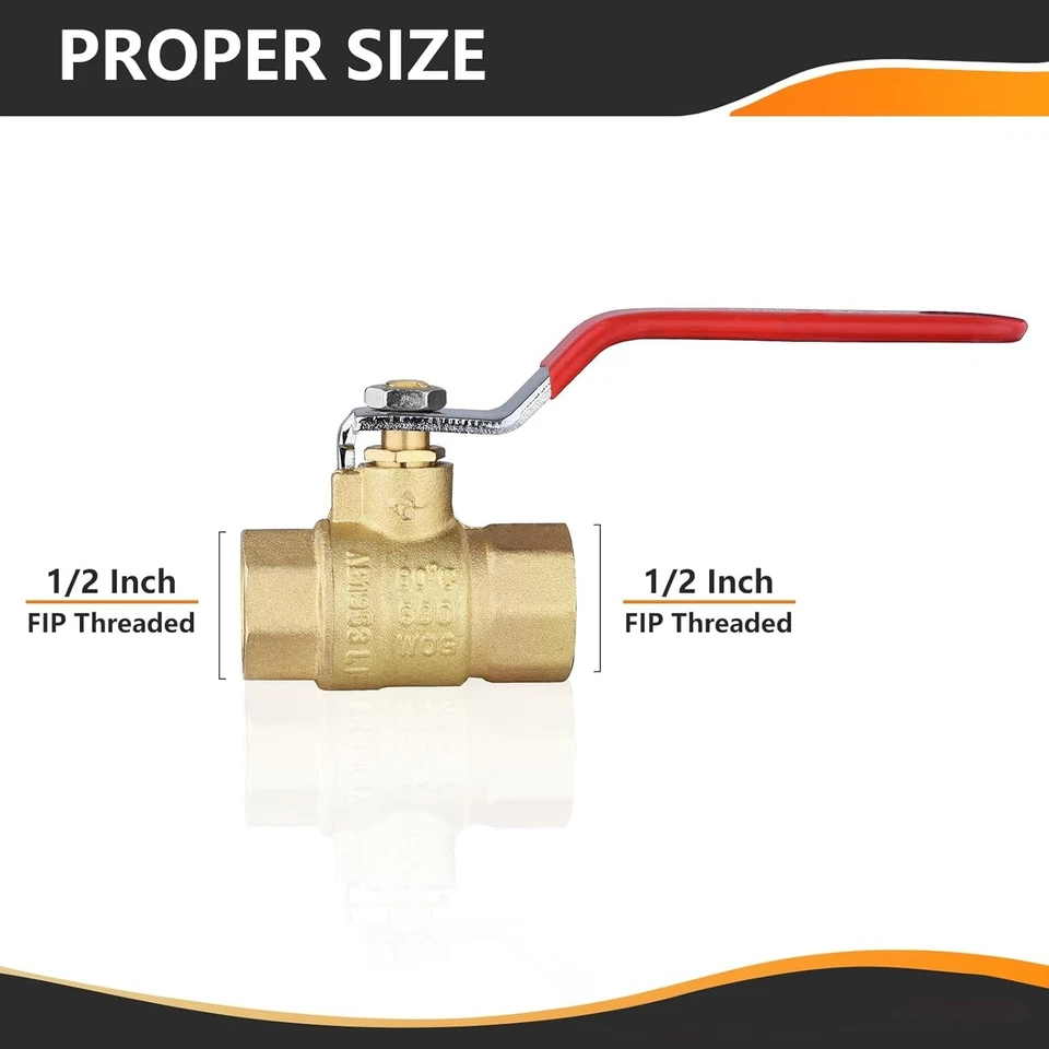 Brass Ball Valve 10-Pack, 1/2" Threaded FIP, 600 WOG - Image 4 of 4