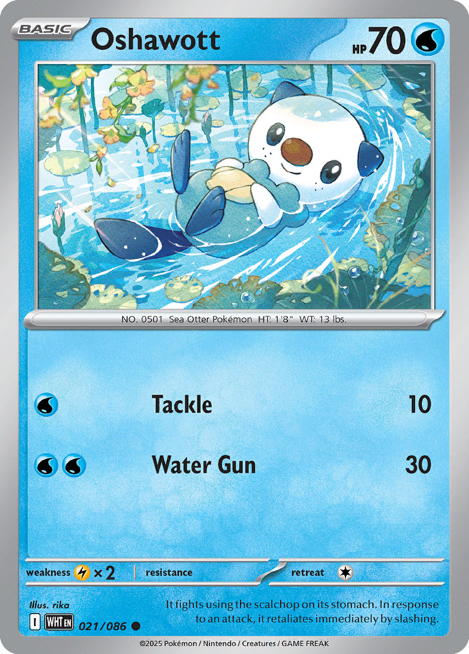 Pokemon Oshawott - 021/086 - Common - Reverse Holo NM-Mint PKMN SV White Flare
