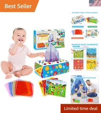 Soft Crinkle Tissue Box Toys with Colorful Scarves for Infants 6-12