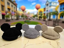 Tokyo Disney Resort Fluffy Boa Cap Mickey Mouse Black Gray Beige Japan Limited