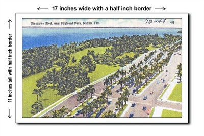 Florida 1940s - Biscayne boulevard and Bayfront Park, Miami, Fl - 11x17 Poster