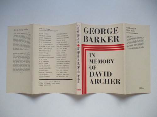 1973 1st IN MEMORY OF DAVID ARCHER George Barker POEMS Poetry HB D/J Faber VGC - Picture 2 of 6