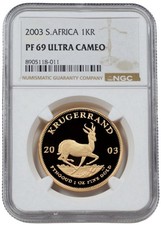 2003 South Africa Gold 1 oz Proof Krugerrand Coin NGC PF 69 UC 2,136 Minted