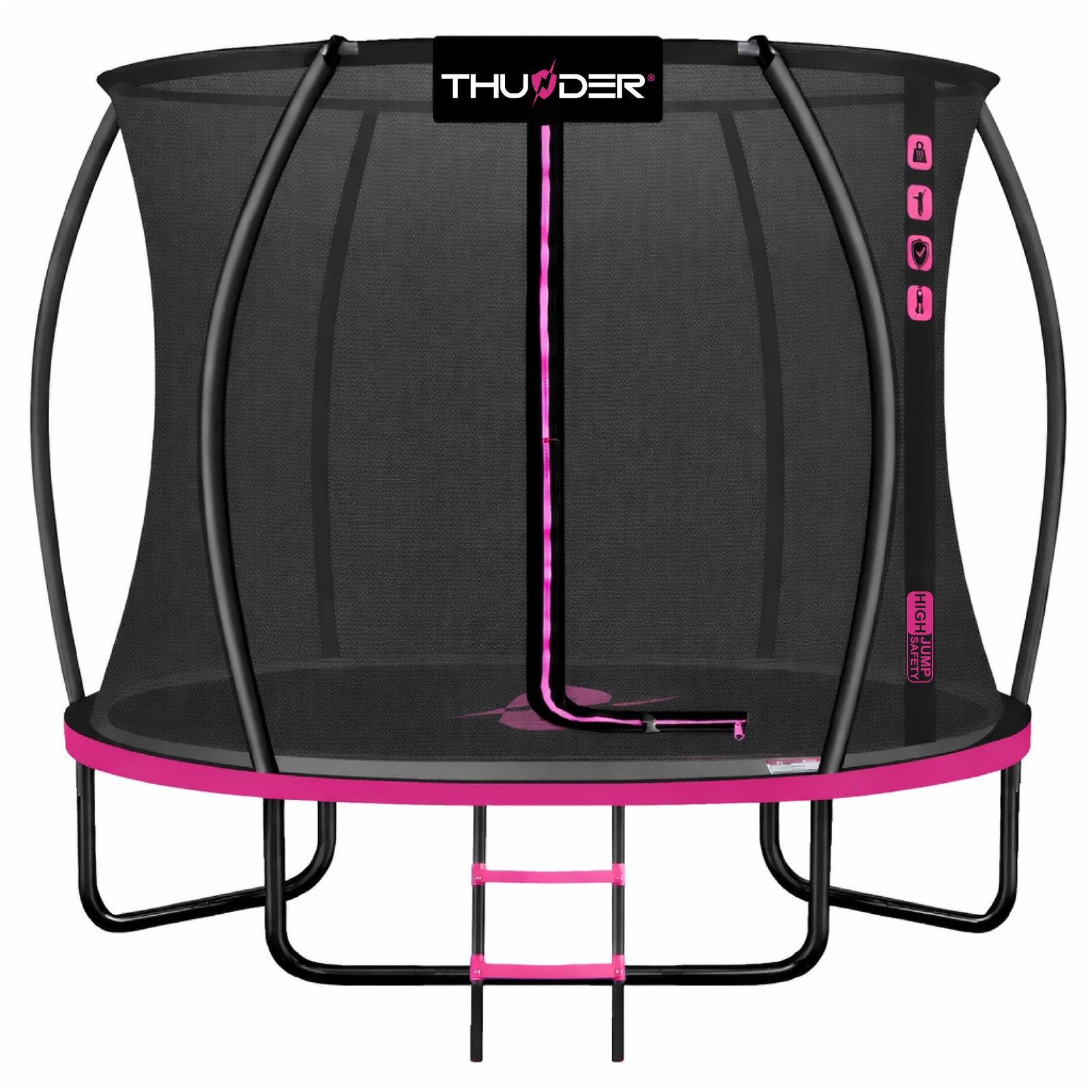 Gartentrampolin Outdoor Komplettset mit Sicherheitsnetz THUNDER® ULTRA 8FT Rosa 