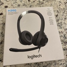 NIB Logitech H390 Black Over Ear USB noise cancelling headset with microphone