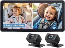 Dual Baby Car Camera with 6.9-Inch Ultra-Wide Display – 1080P HD