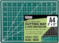 U.S. Art Supply 9" x 12" Self-Healing Cutting Mat 5-Ply - Double-Sided Green/Bla