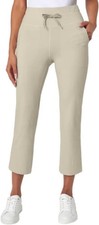 Mondetta Women's Moisture Wicking High Rise Drawstring Capri Pant, Beige, Medium