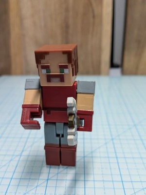 Minecraft Dungeons Hal Mustache Red Gray With Axe  3 Inches Figure