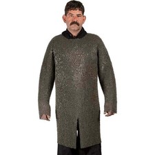 Mittelalter Kettenhemd R&uuml;stung Ritter Kost&uuml;m 6mm rund genietet Kettenhemd LARP