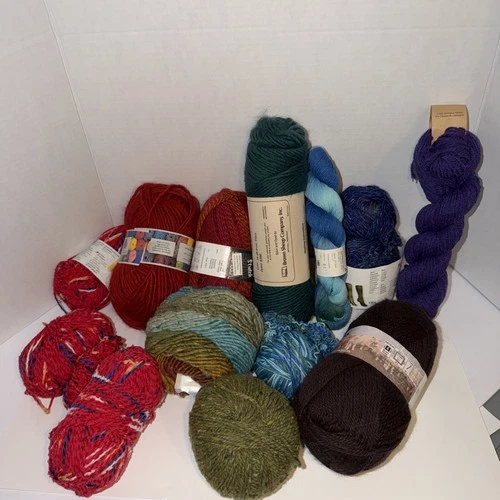 Large Mixed Wool Yarn Lot Mixed W/ 100% Wool - 75% - 50% Colorful Over 2 Pounds image 9