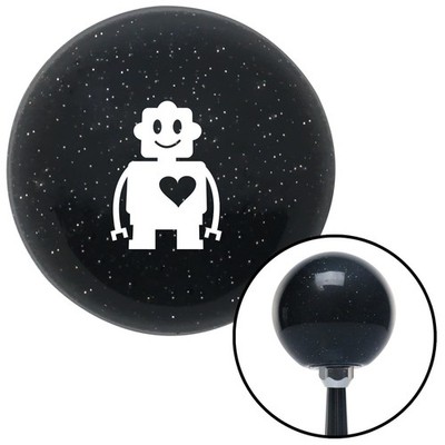 White Robot Love Black Metal Flake Shift Knob w/ M16x1.5 Insert Shifter Auto