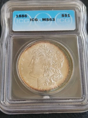 1886 ICG certified MS63 Morgan Silver Dollar with nice toning