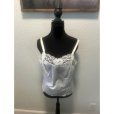 Vintage Camelot White Lace Trim n glig e top Made in USA Size Large 2849
