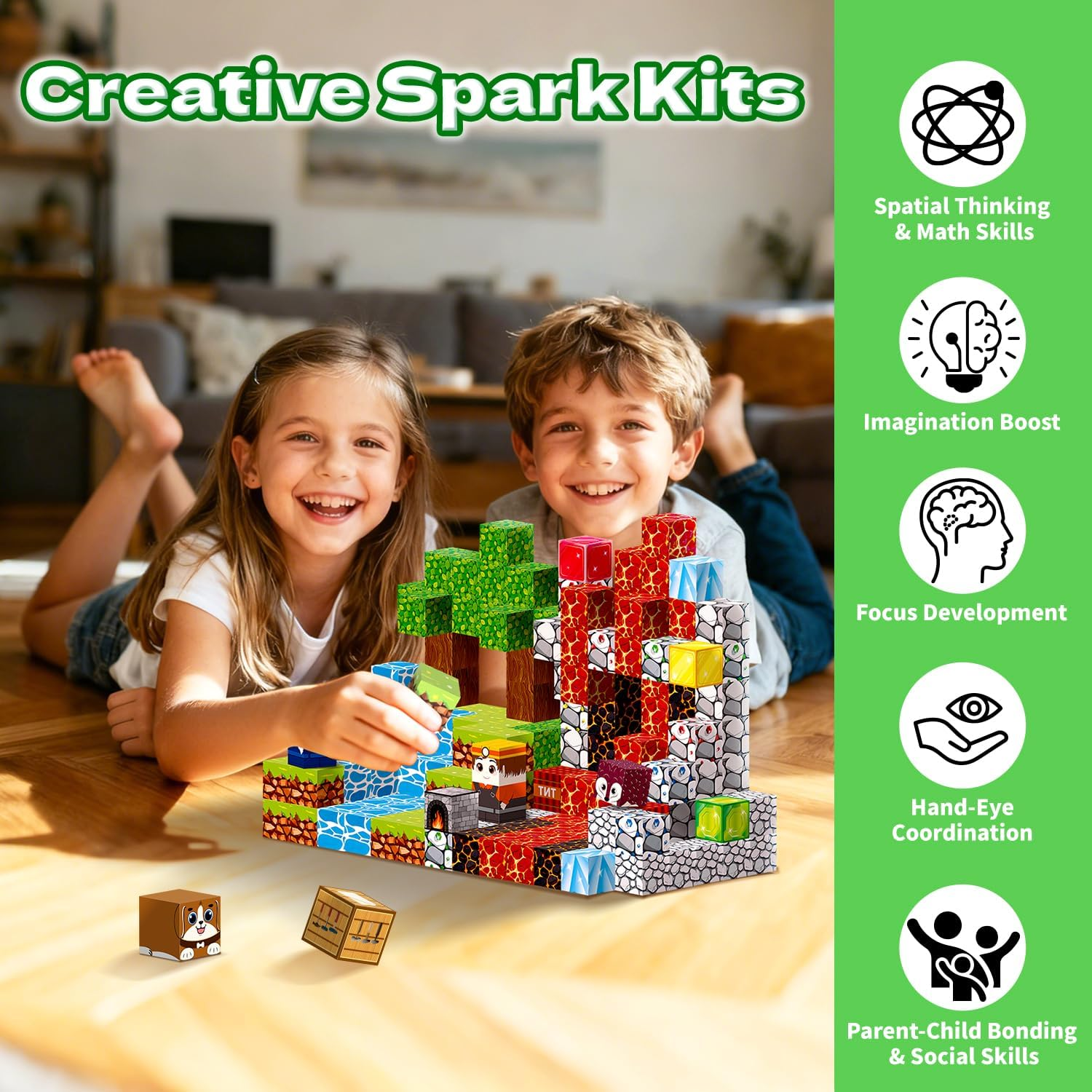 Magnetic Building Minecraft 150PCS Magnetic Building Blocks STEM Construction Toy Magnet Cubes Kids ...