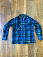 Vtg 70s Pendleton Pure Virgin Wool Blue Jacket Mens M Fits Small Distressed