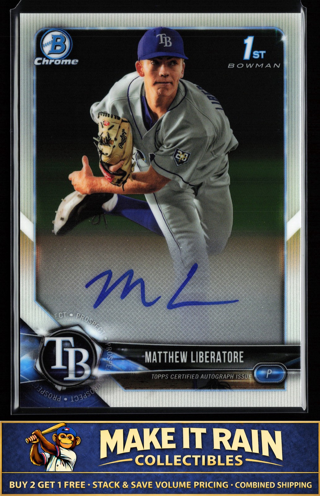 Matthew Liberatore 1st 2018 Bowman Draft Chrome Auto #CDA-ML Tampa Bay Rays